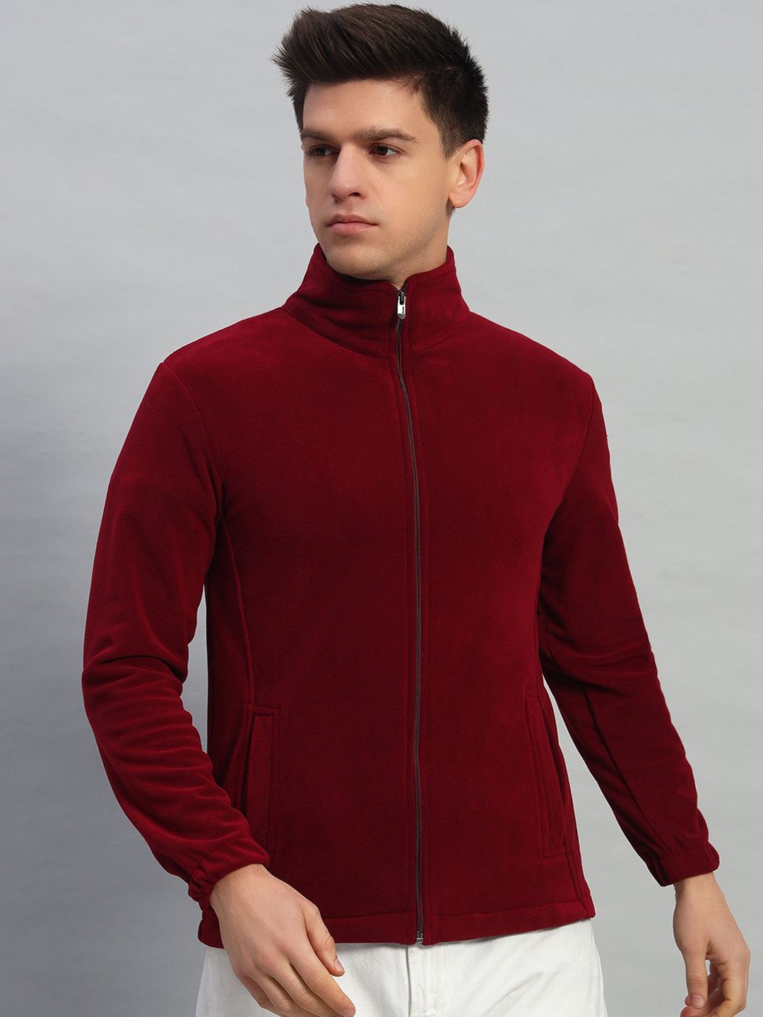 

NATURE CRAFT Men Fleece Lightweight Sporty Jacket, Maroon