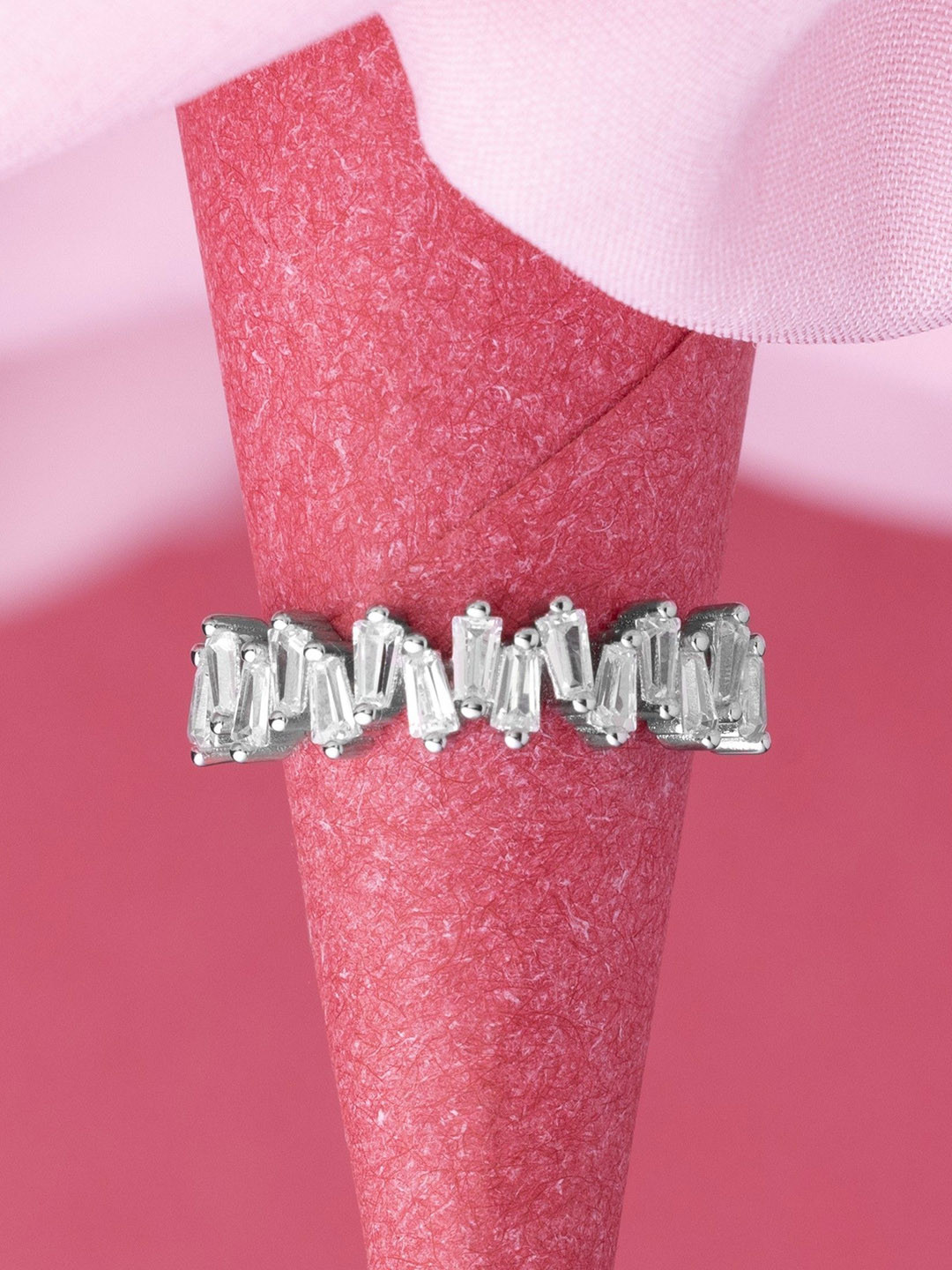 

LIORA 925 Silver Jewellery Sterling Silver Rhodium Plated Criss Cross Finger Ring