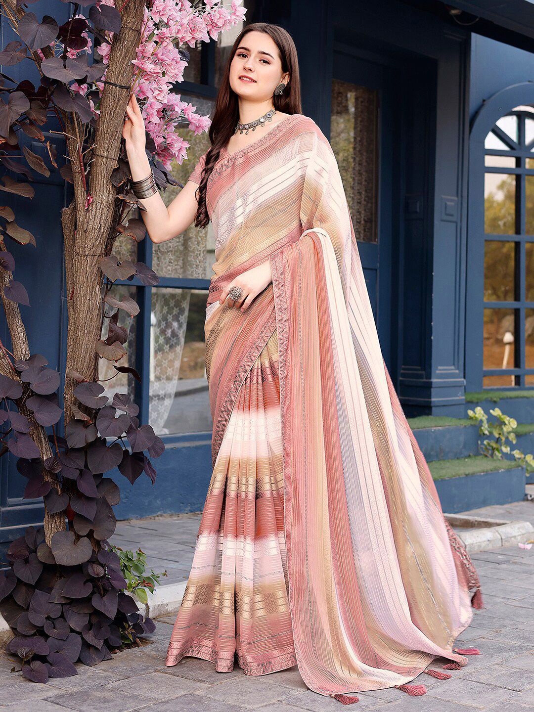 

DIVASTRI Leheriya Pure Georgette Leheriya Saree, Pink