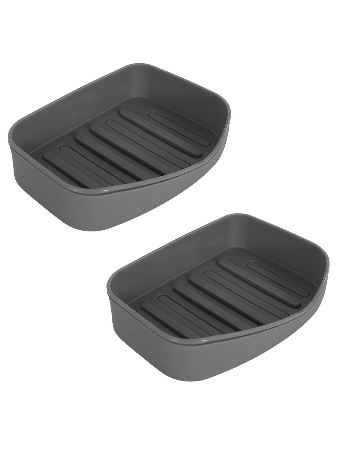 

Kuber Industries Grey 2 piece Solid Plastic Soap Dish