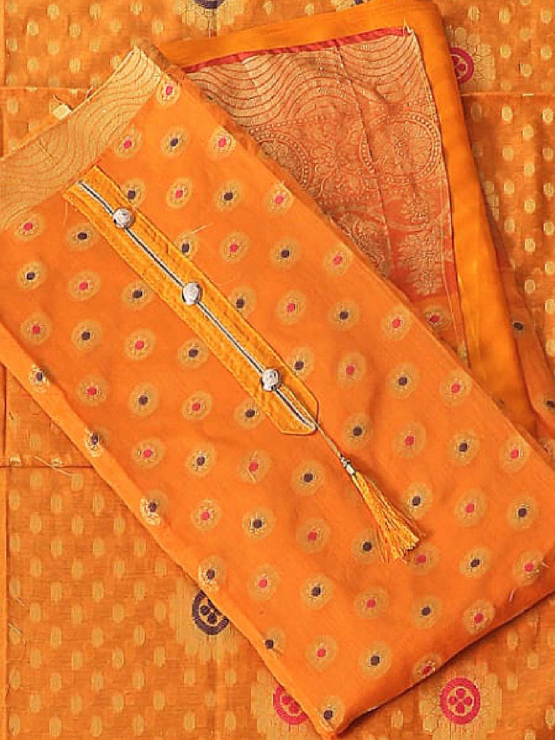 

SAINOOR Semi-Stitched Dress Material, Yellow