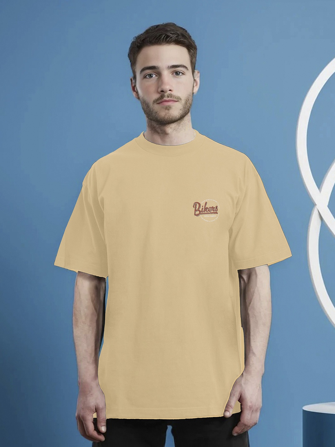 

Moda Rapido Men Printed Applique T-shirt, Beige