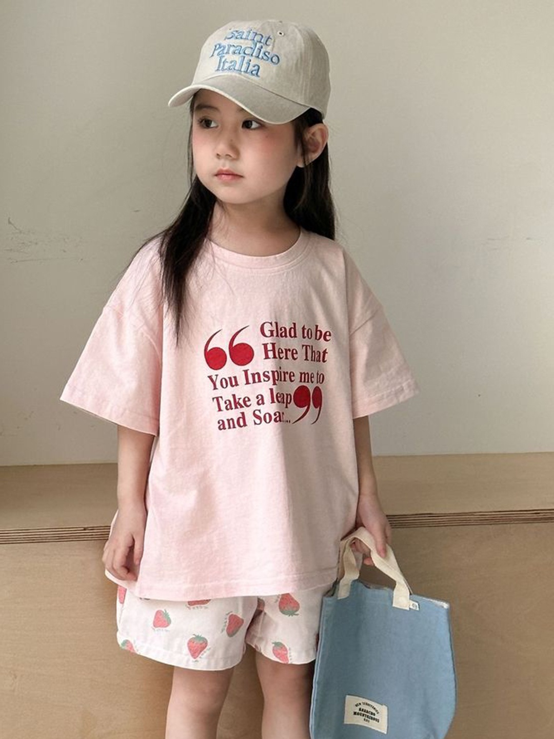 

LULU & SKY Kids Typography Pure Cotton Applique T-shirt, Pink