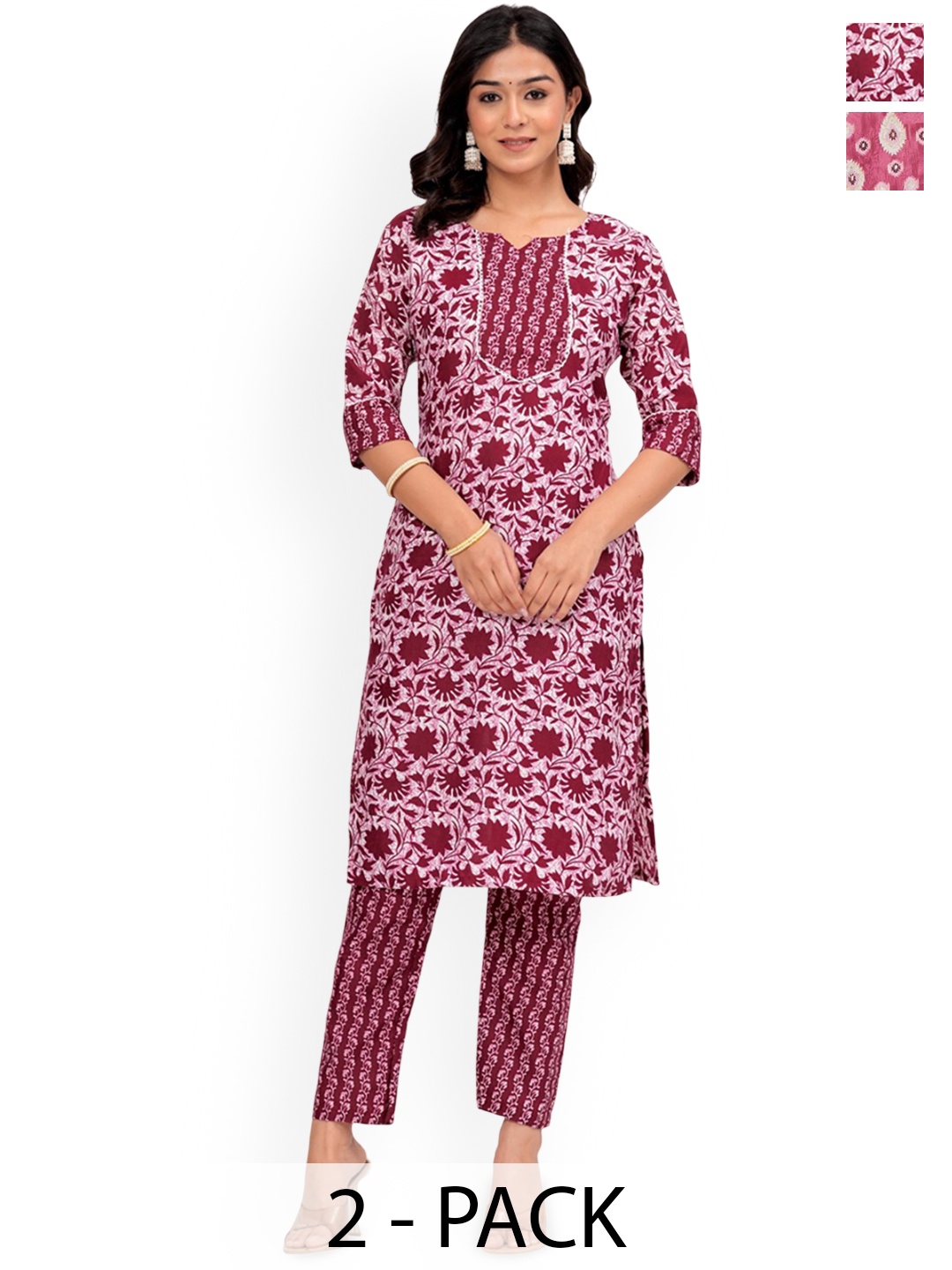

Moda Rapido Women Ethnic Motifs Printed Regular Kurta with Trousers, Red
