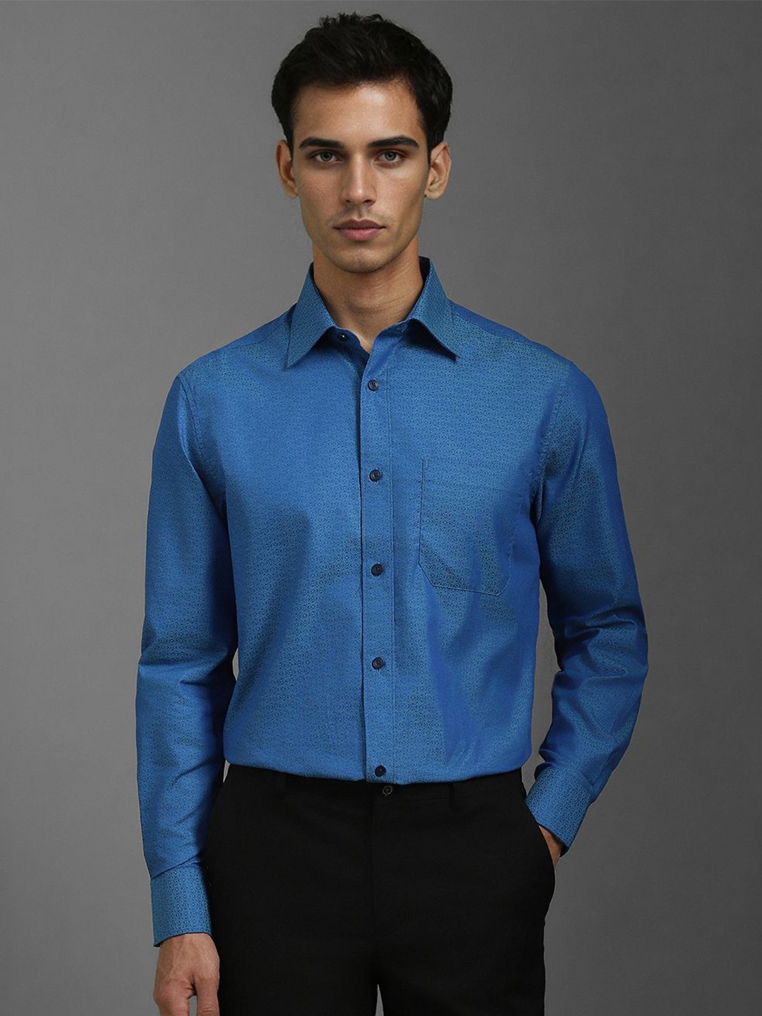 

Louis Philippe Men Opaque Printed Formal Shirt, Blue