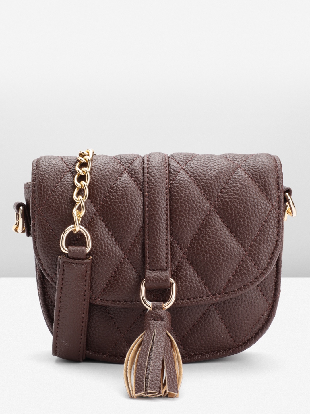 

Carlton London Quilted Sling Bag with Tasselled Detail, Brown