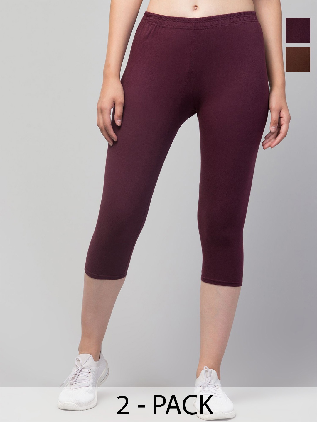 

UllasPemium Women Skinny Fit Capris, Brown