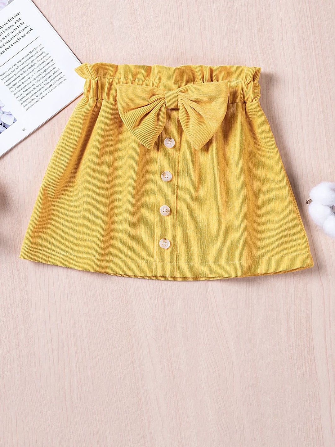 

LULU & SKY Girls A-Line Bow Applique Mini Skirts, Yellow