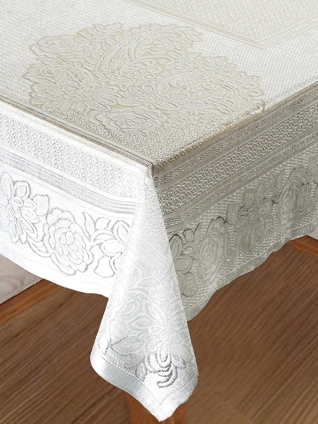 

Homerz Off White Cotton 4-Seater Table Cover