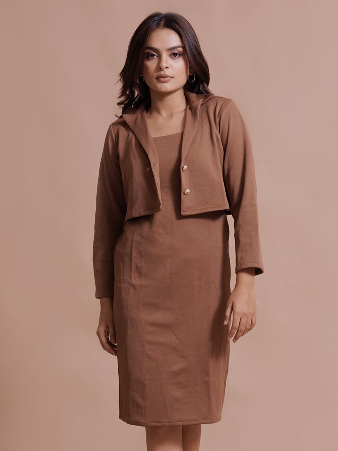 

SHINISHA Shirt Midi Dress, Brown