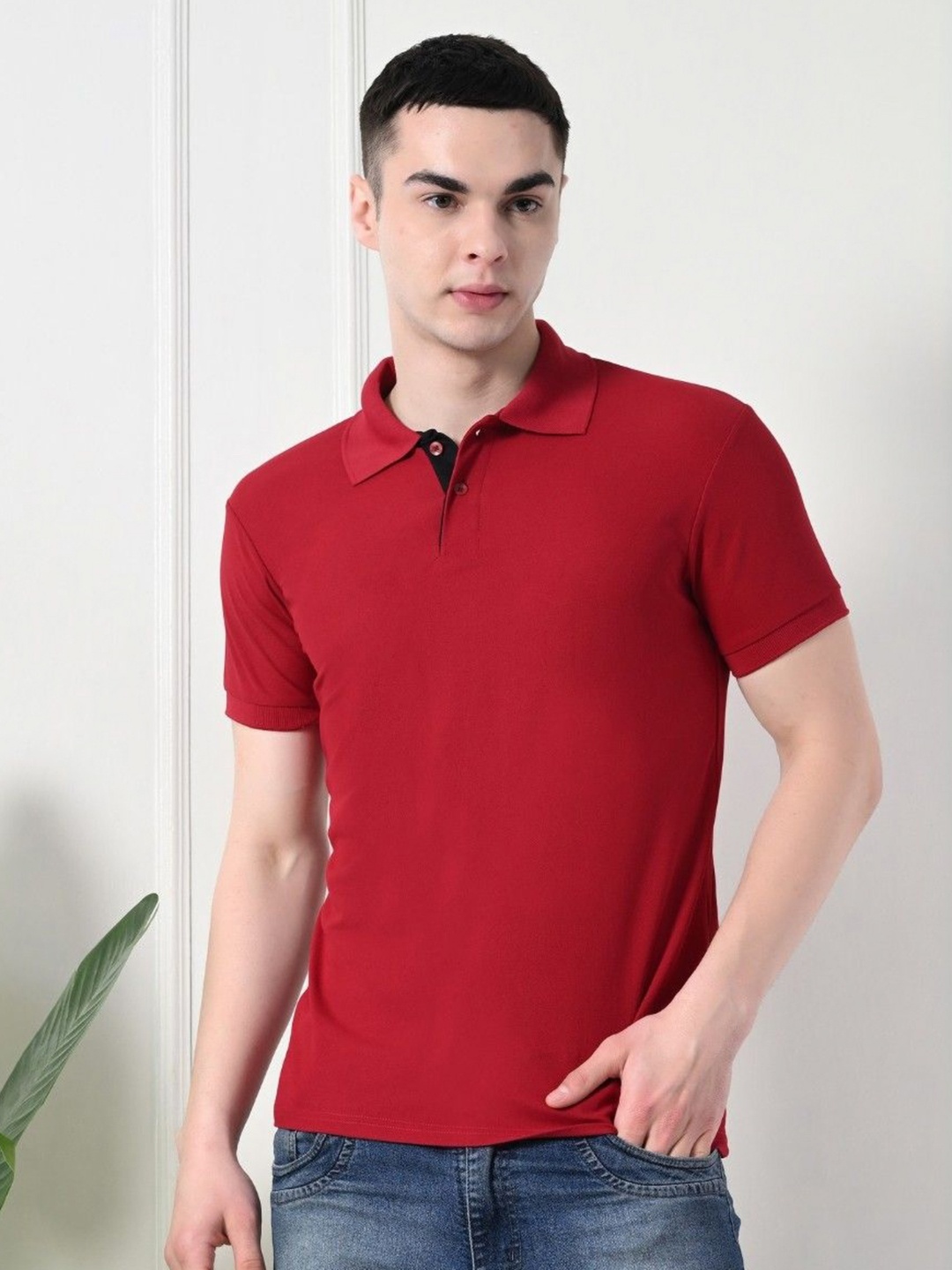 

OWL MINK Men Polo Collar T-shirt, Maroon
