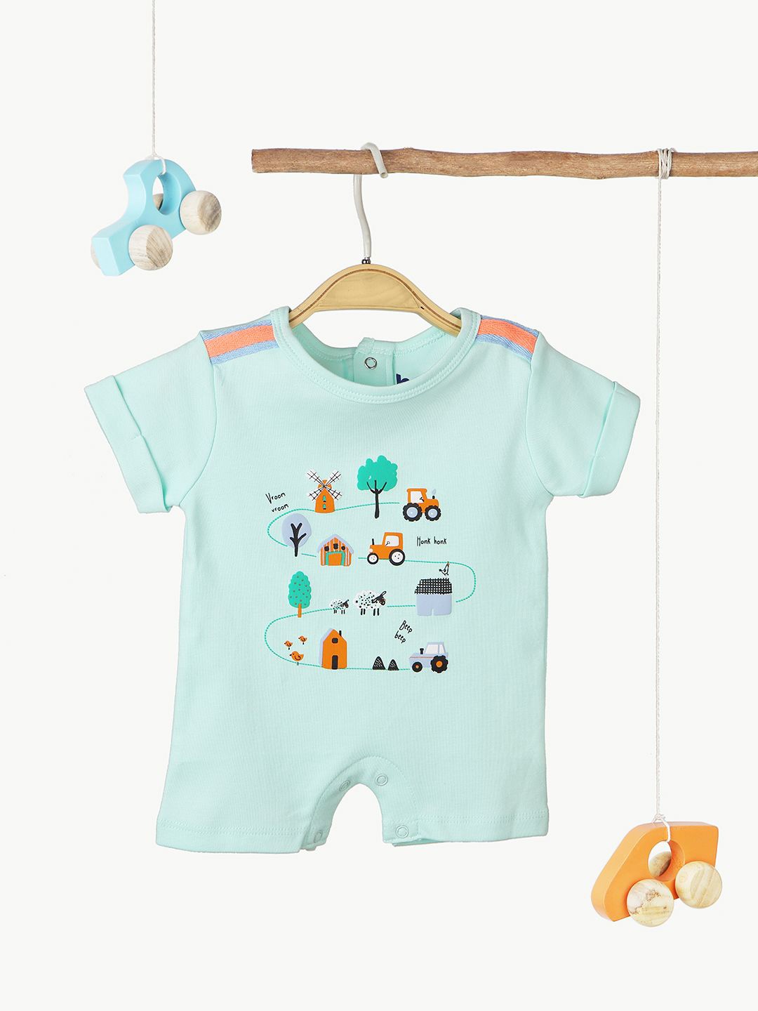 

BONTOTS Infant Boys Printed Cotton Romper, Green