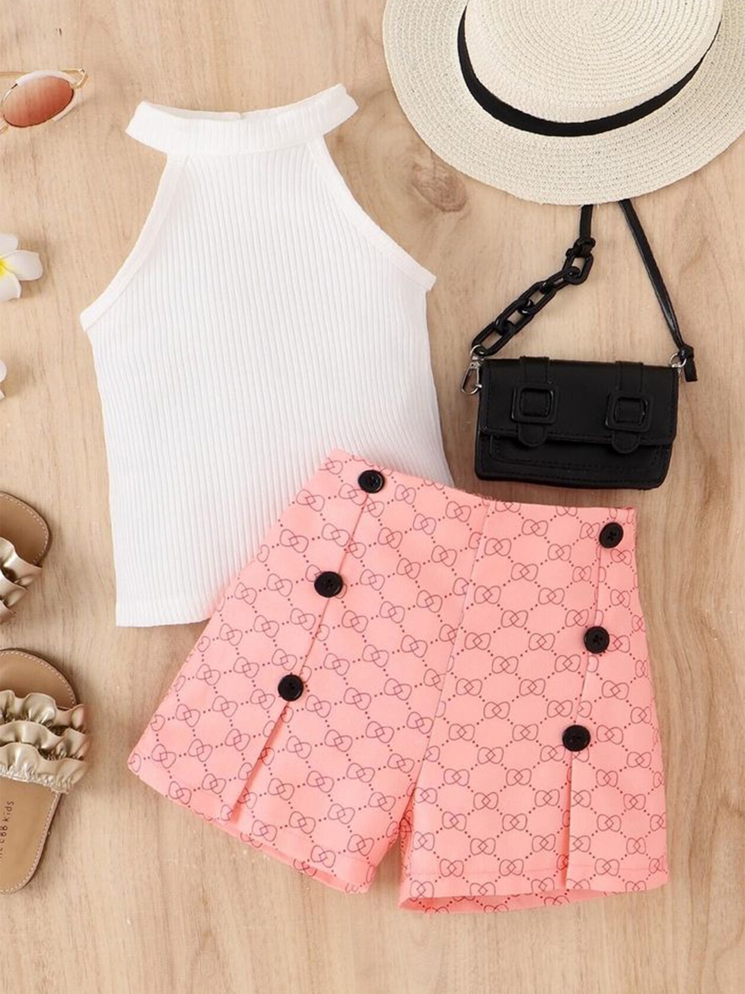 

LULU & SKY Girls Top with Shorts, Pink