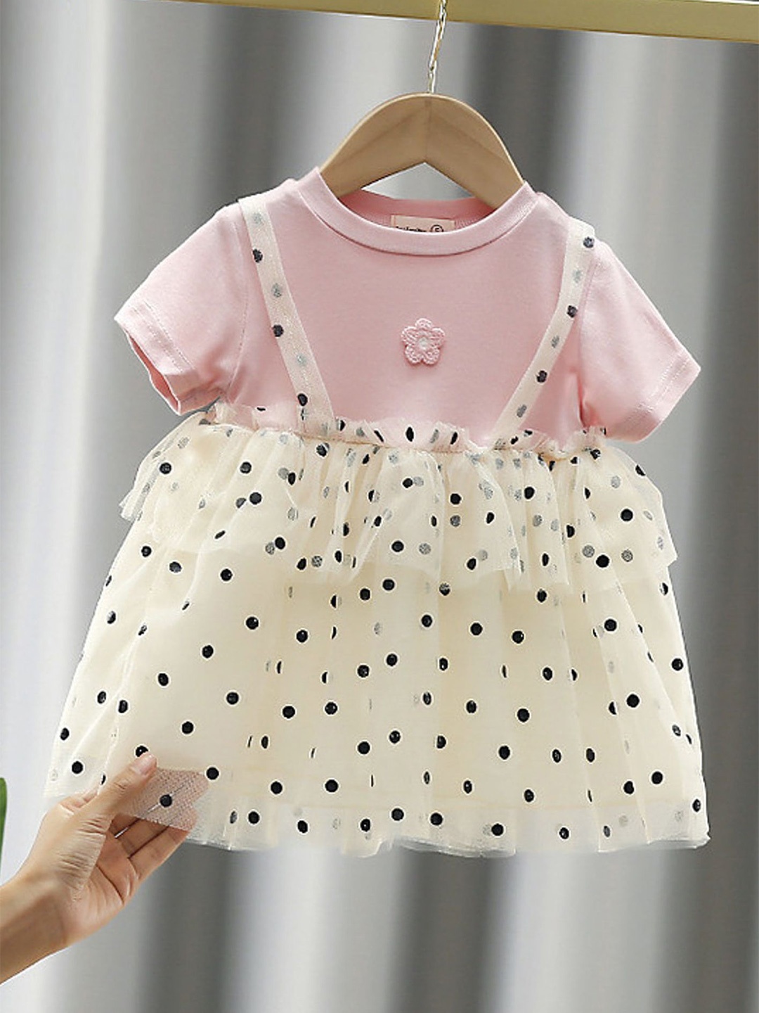 

LULU & SKY Polka Dot Print A-Line Dress, Pink