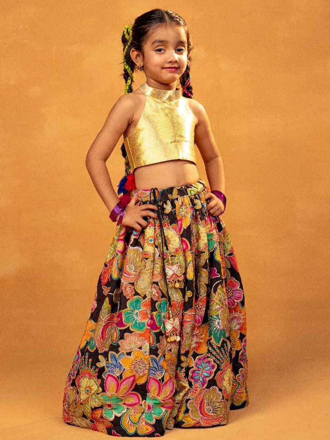 

Jilmil Girls Ready to Wear Lehenga &, Gold