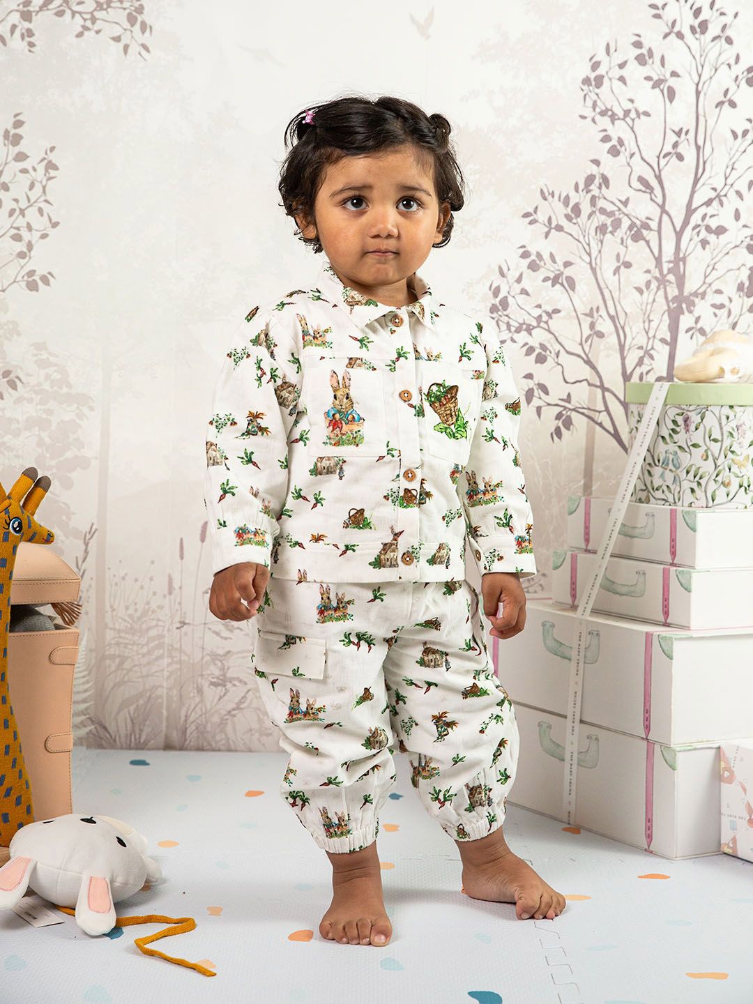 

THE BABY TRUNK Baby Boy Printed Clothing Sets, White