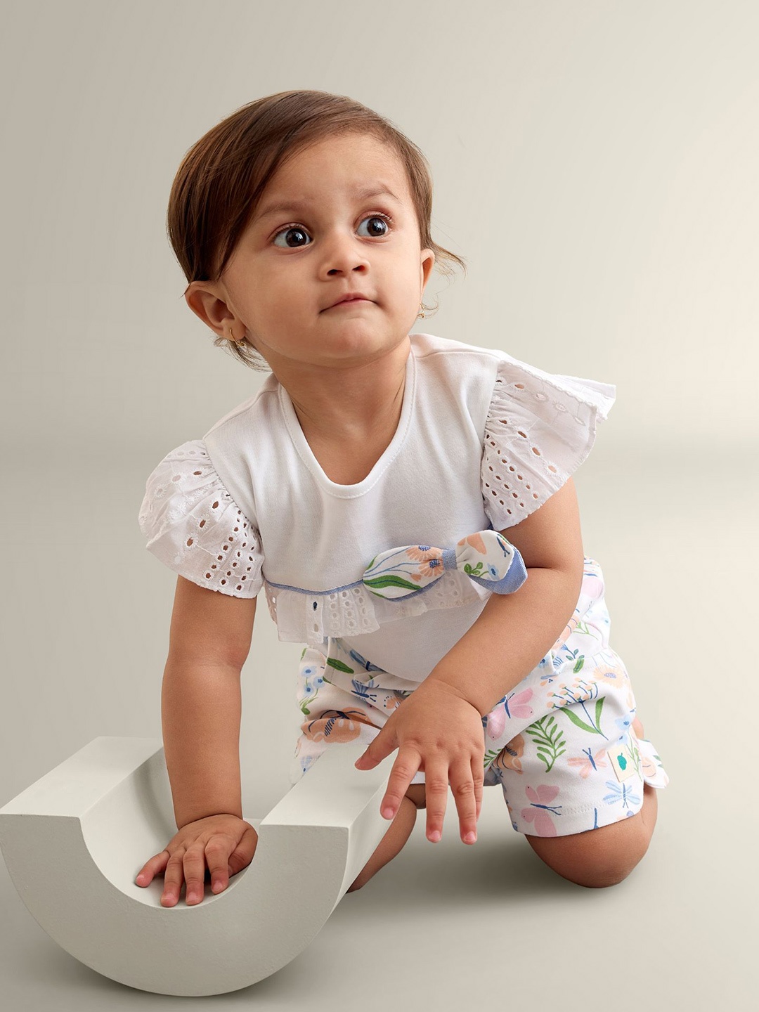 

My Milestones Girls T-shirt with Shorts, White