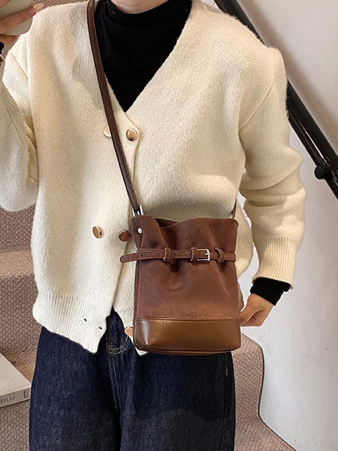 

StyleCast x Revolte Suede Shoulder Bag, Brown