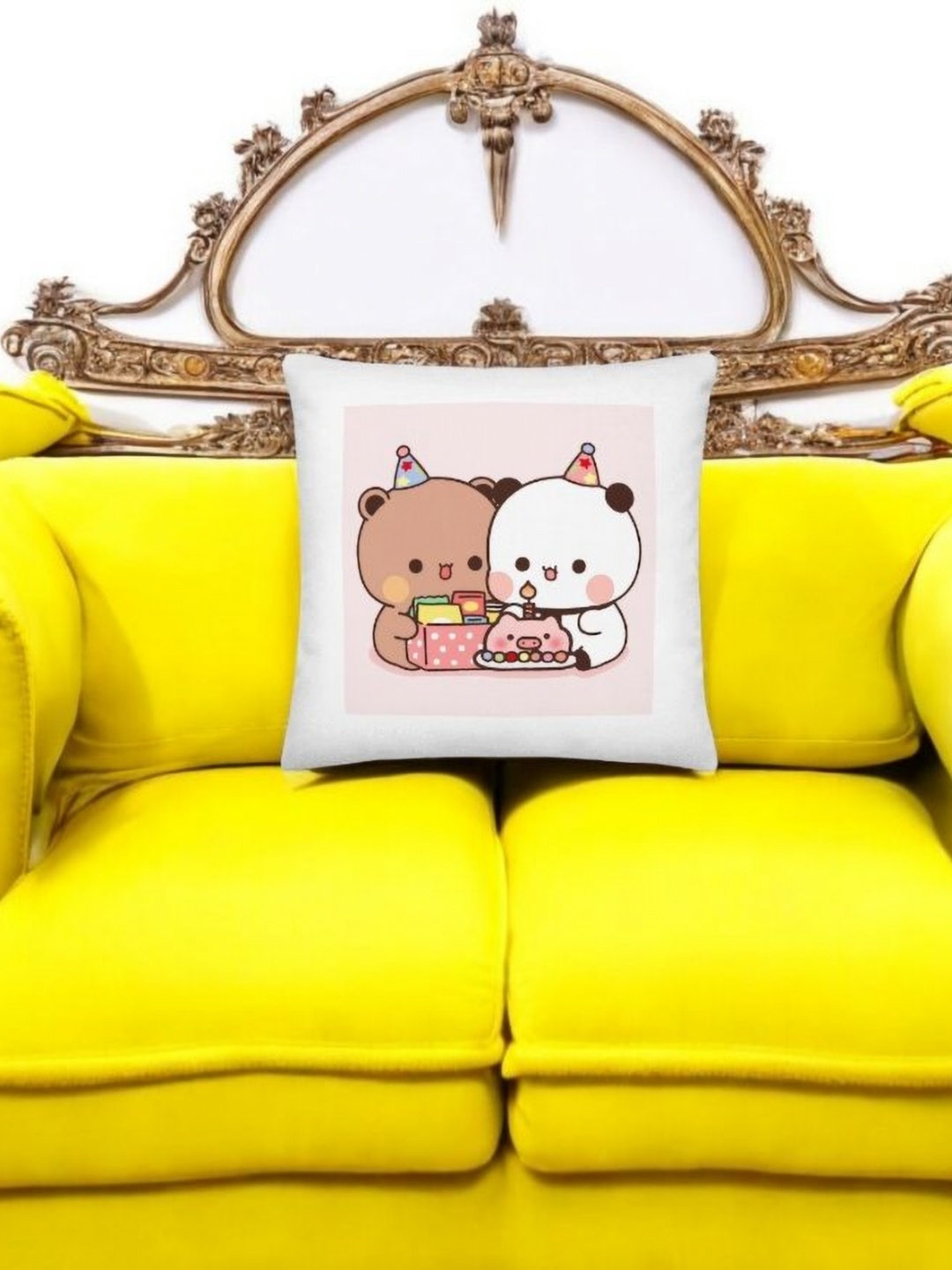 

Anikmart White & Brown Printed Square Shaped Pre-Filled Cushion