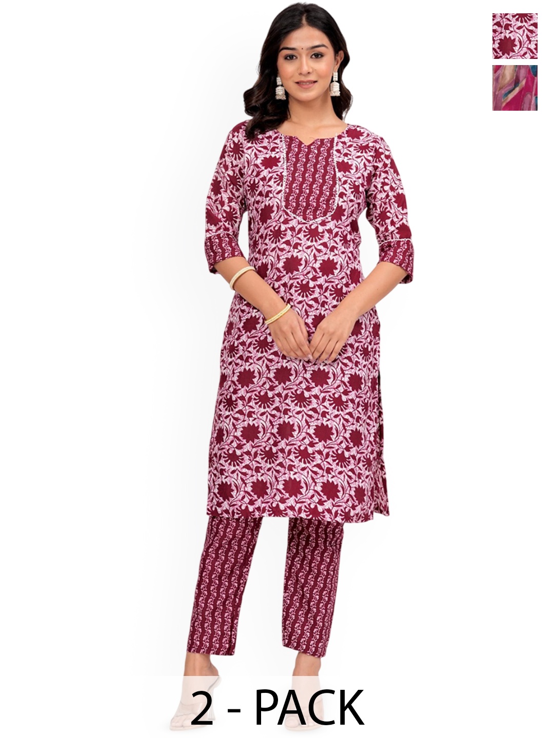 

Moda Rapido Women Ethnic Motifs Printed Regular Kurta with Trousers, Red