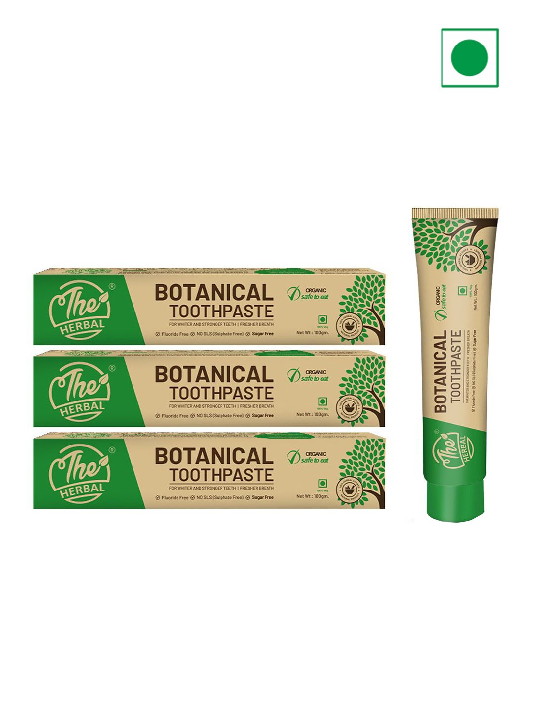 

The Herbal Set Of 3 Botanical Toothpaste -100g Each, Brown