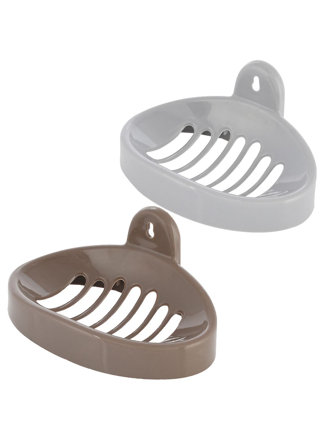 

Kuber Industries Silver-Toned & Brown 2 piece Solid Plastic Shower Holder