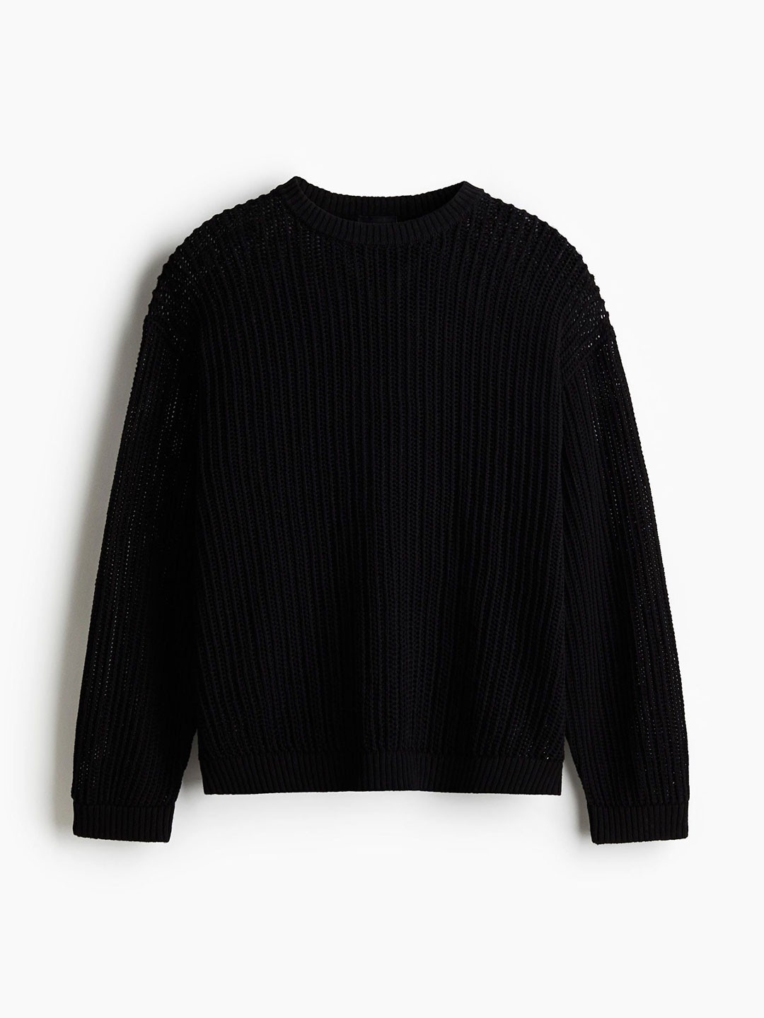 

H&M Loose Fit Hole-Knit Jumper, Black