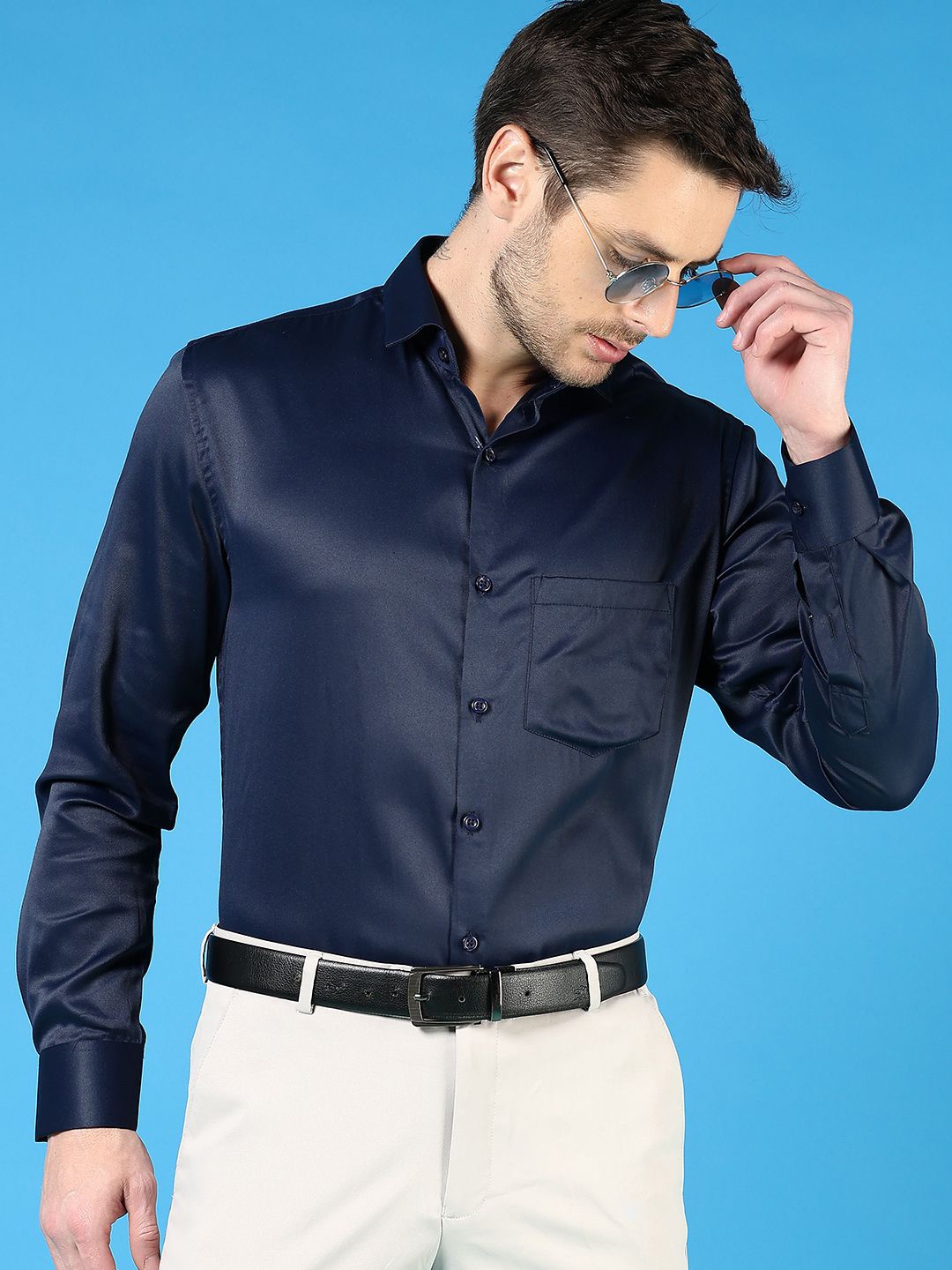 

J White by Vmart Men Opaque Formal Shirt, Navy blue