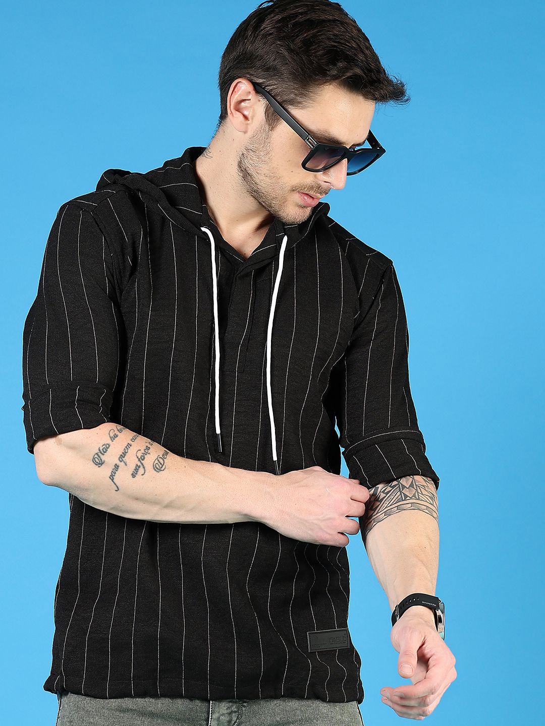 

V-Mart Men Opaque Striped Casual Shirt, Black