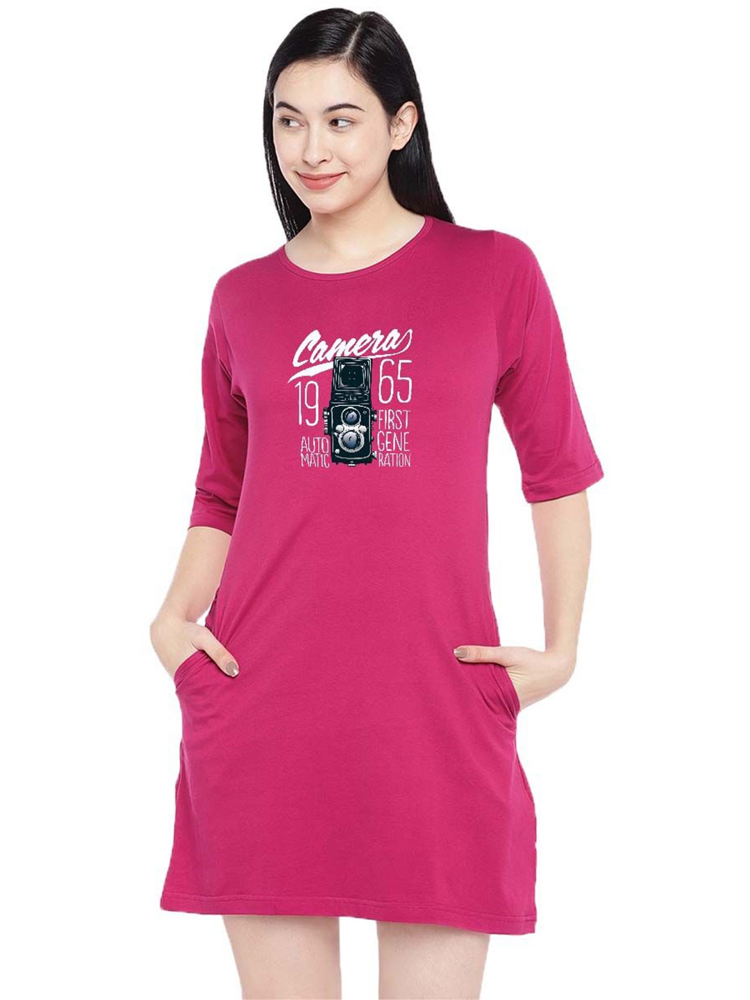

Moda Rapido Print T-shirt Dress, Pink