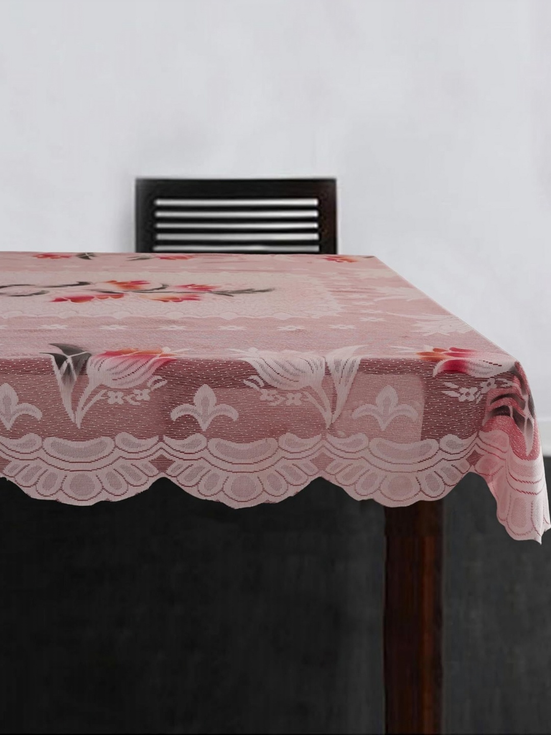 

Homerz Peach-Coloured Floral Cotton 6-Seater Table Cover