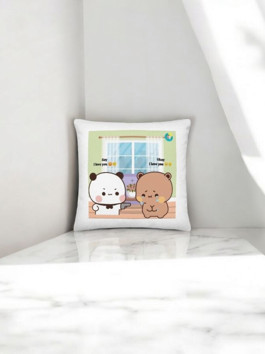 

Anikmart White & Brown Printed Square Shaped Pre-Filled Cushion