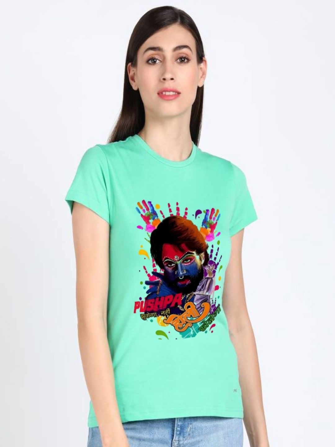 

Shiv traders collection Women Printed Applique T-shirt, Green