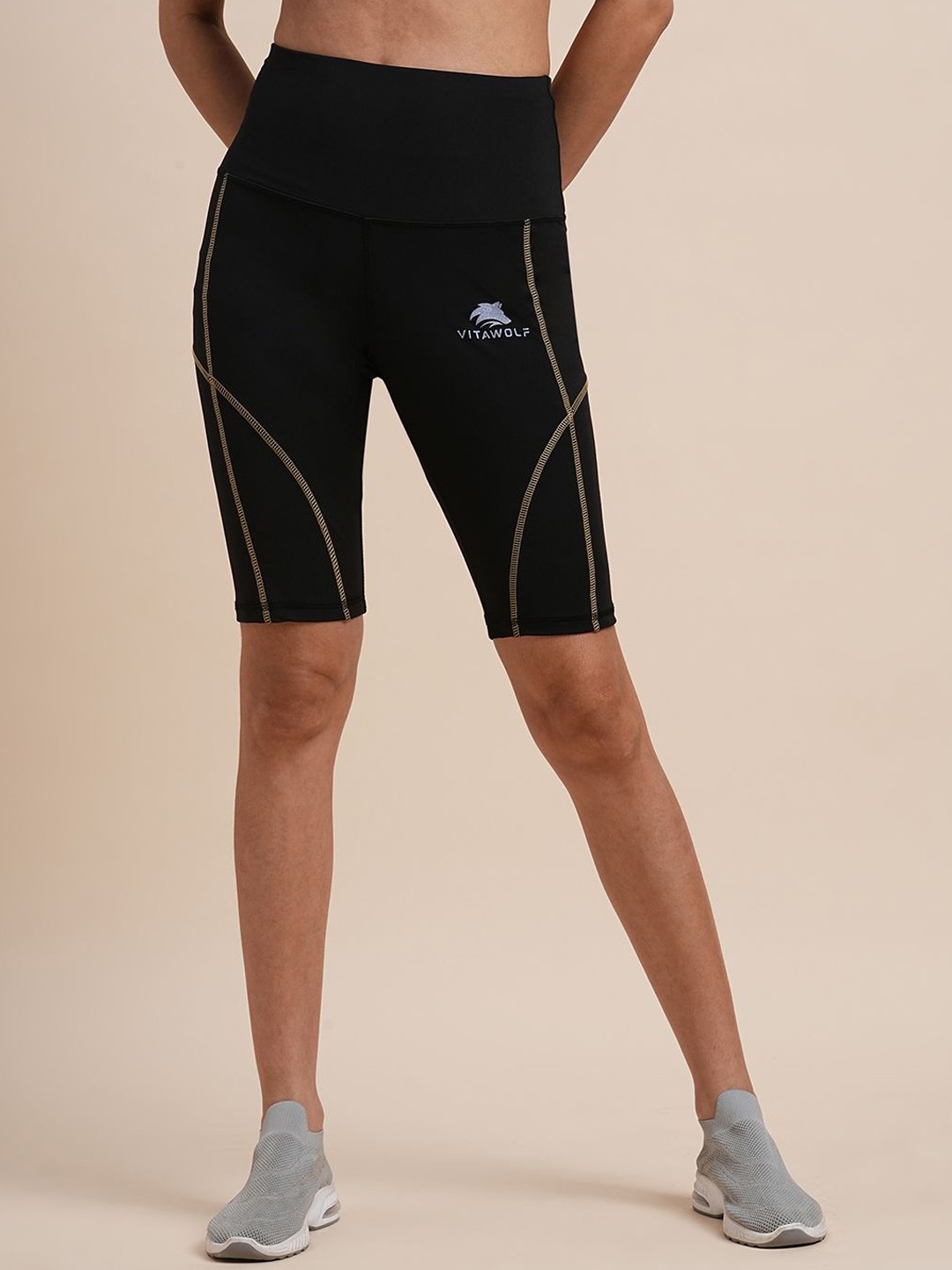 

VITAWOLF Women Slim Fit High-Rise Training or Gym Shorts, Black