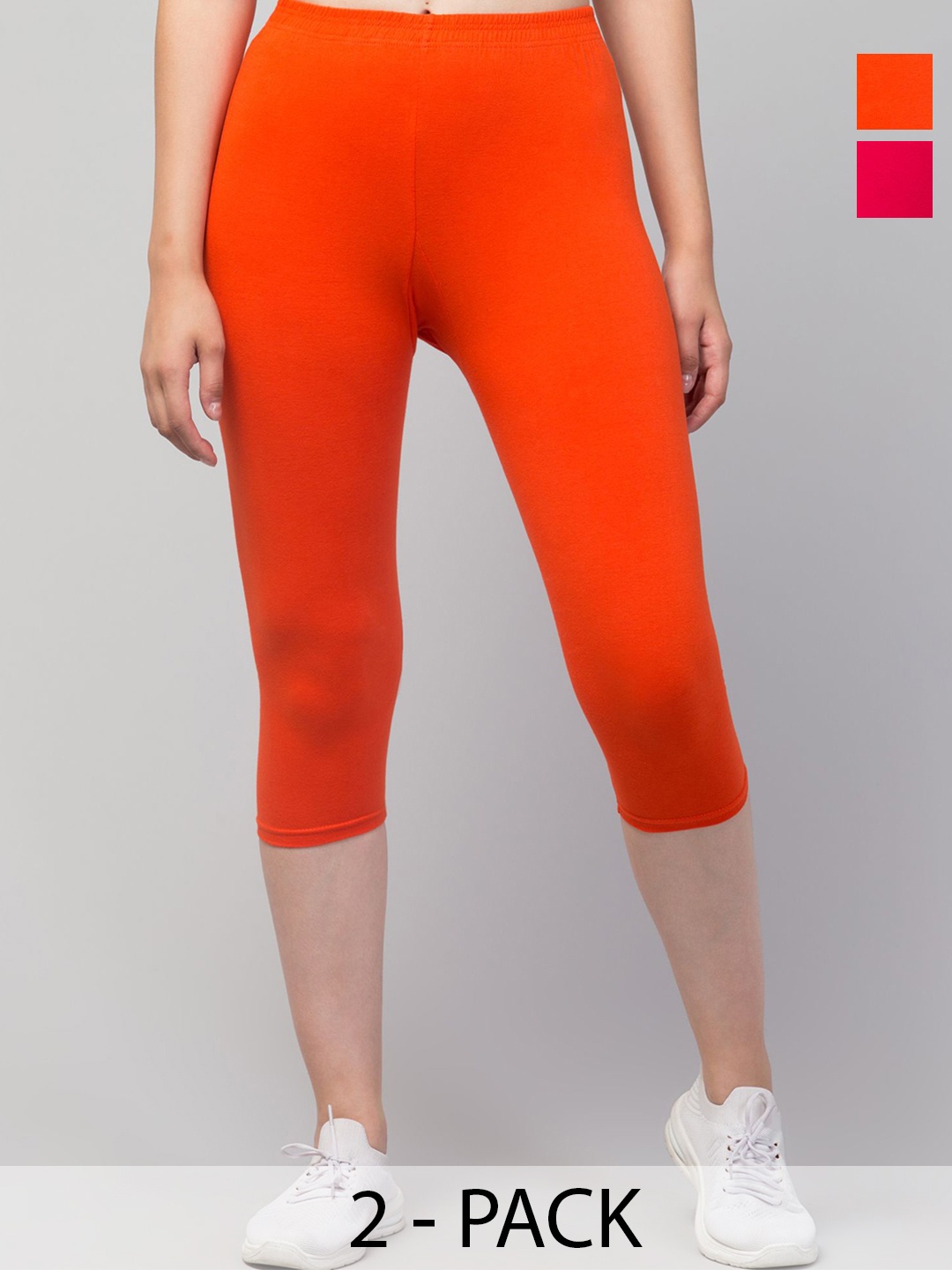 

UllasPemium Women Skinny Fit Capris, Orange