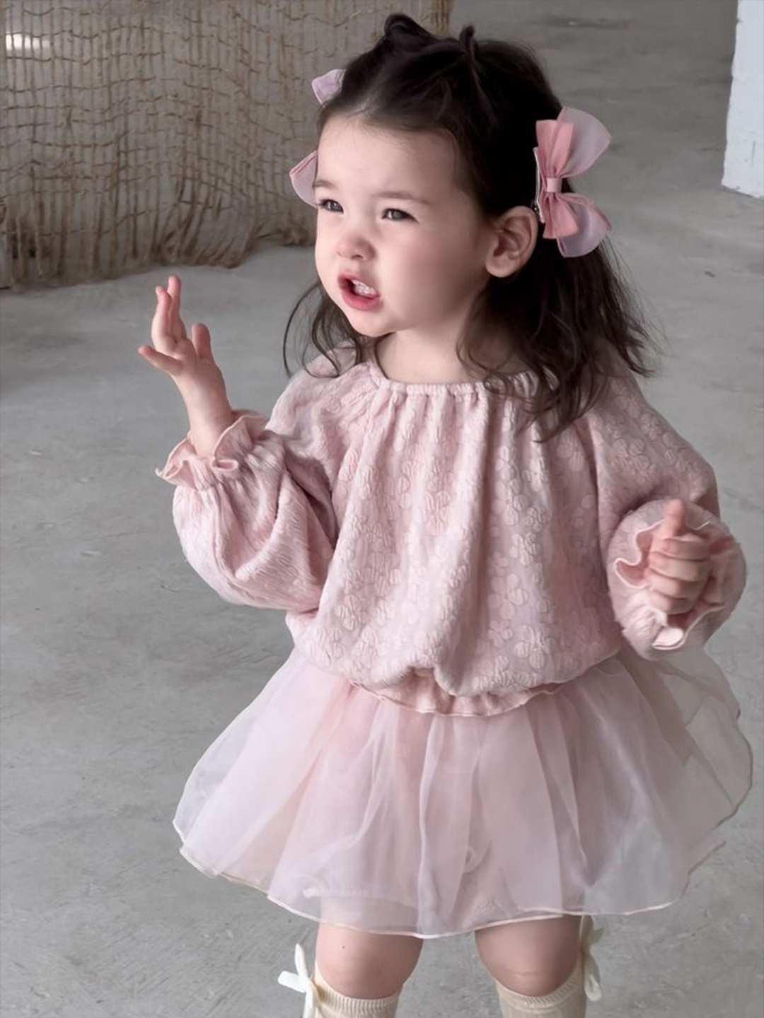 

LULU & SKY Flared Sleeve Fit & Flare Dress, Pink