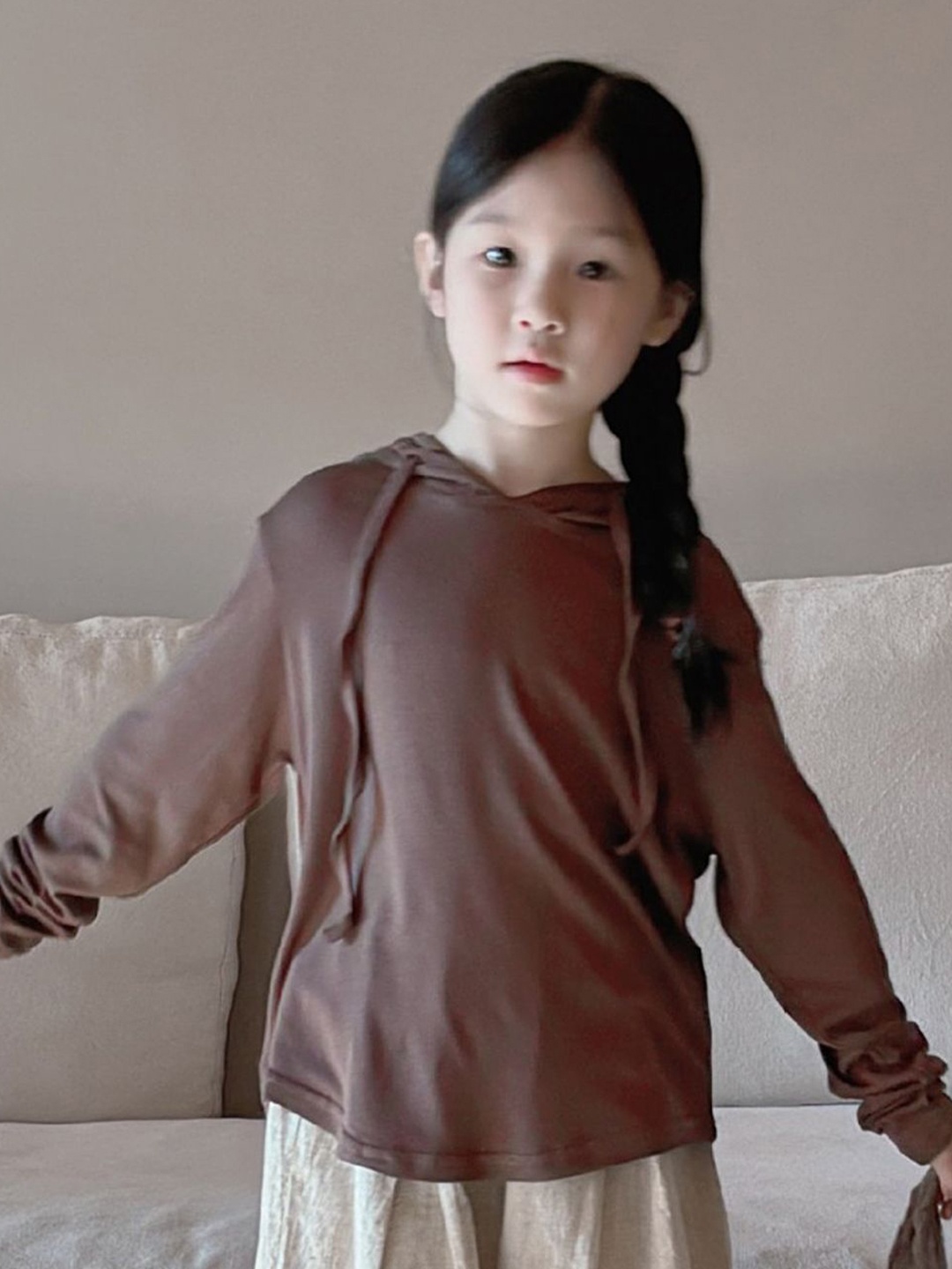 

LULU & SKY Bell Sleeve Cotton Top, Brown
