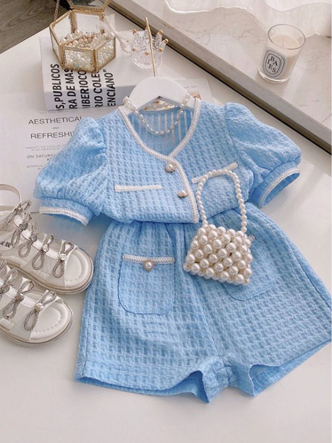 

LULU & SKY Girls Top with Shorts, Blue