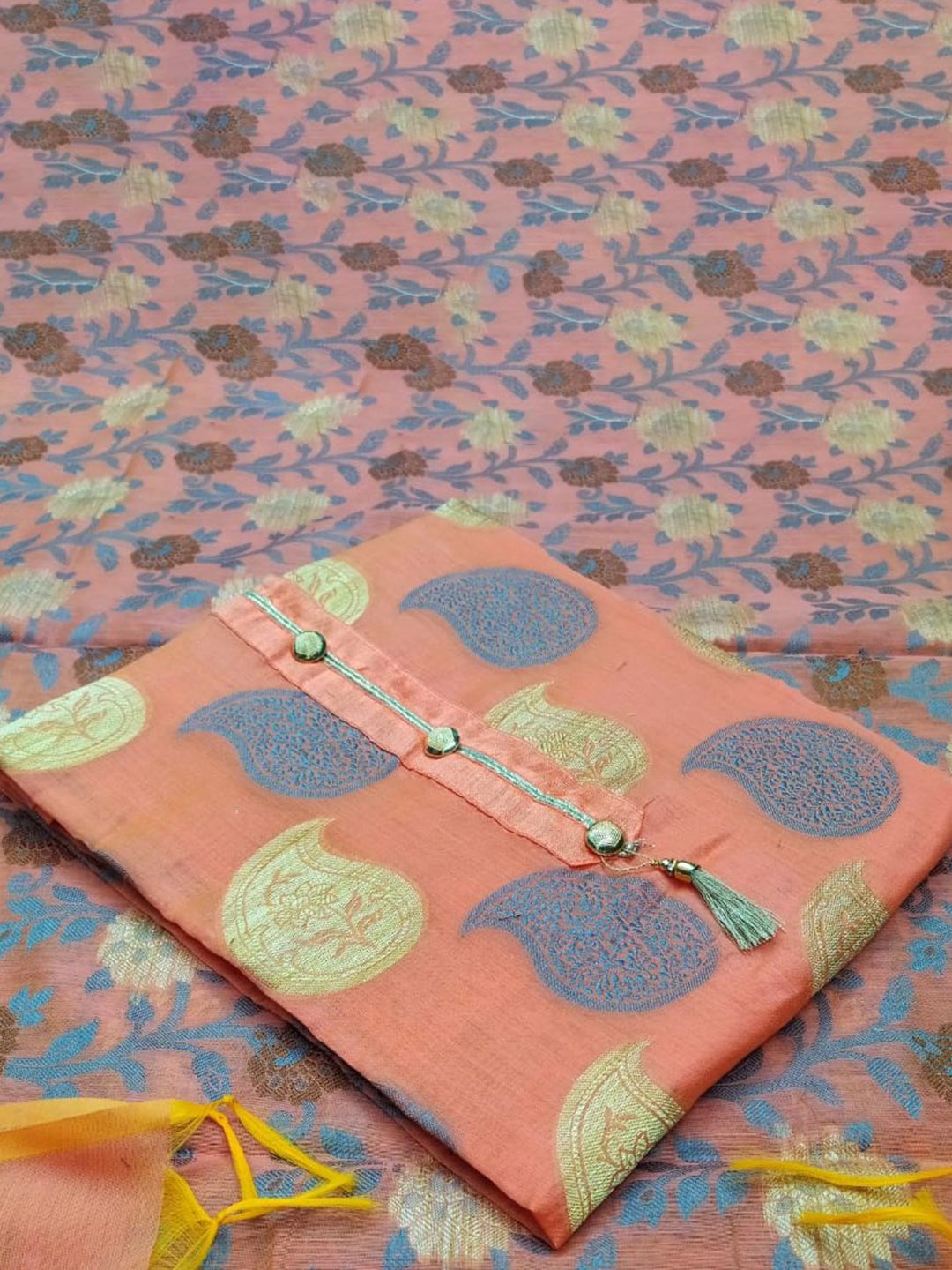 

SAINOOR Semi-Stitched Dress Material, Peach