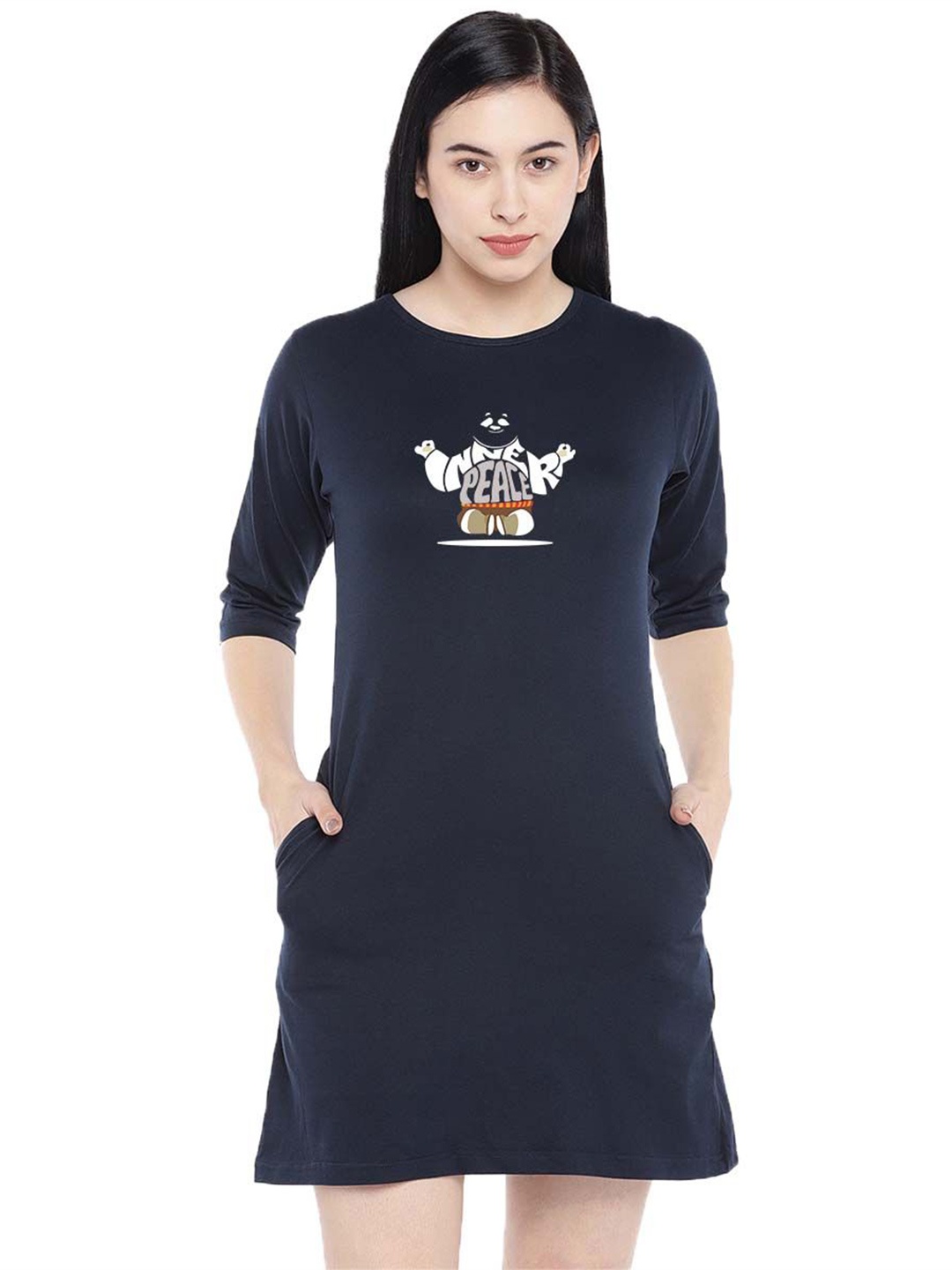 

Moda Rapido Print T-shirt Dress, Navy blue