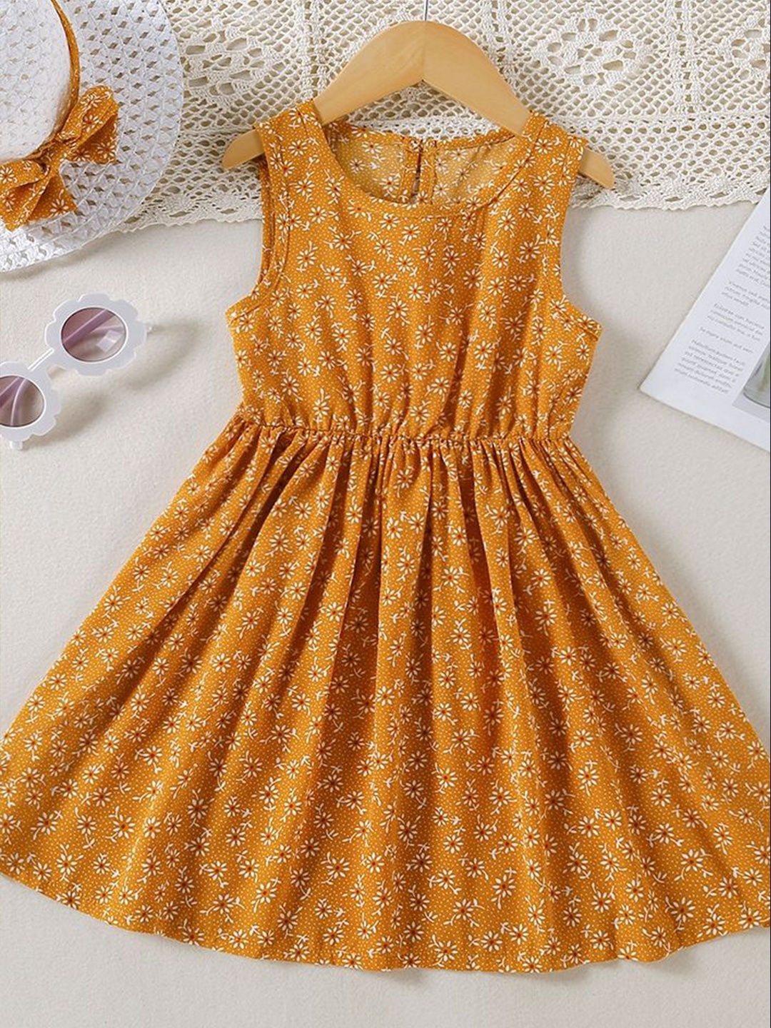 

LULU & SKY Floral Print Fit & Flare Dress, Yellow