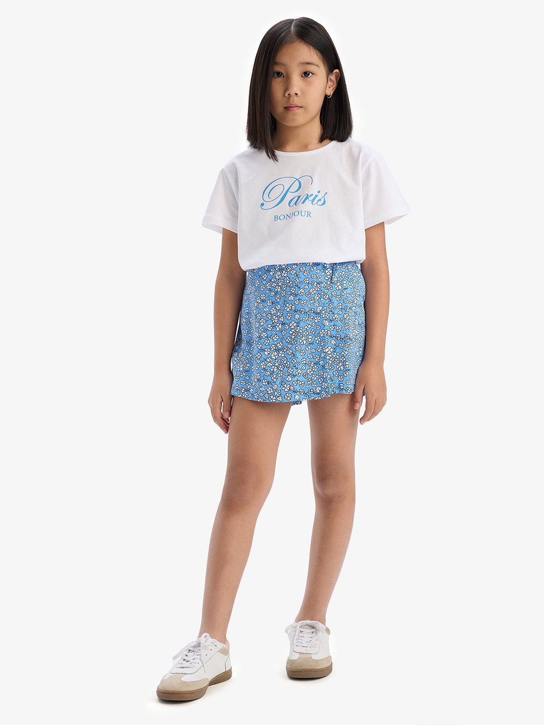 

DeFacto Girls Printed T-shirt with Skirt, White