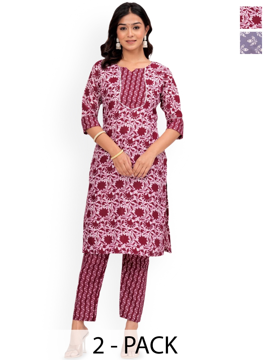 

Moda Rapido Women Floral Printed Regular Kurta with Trousers, White