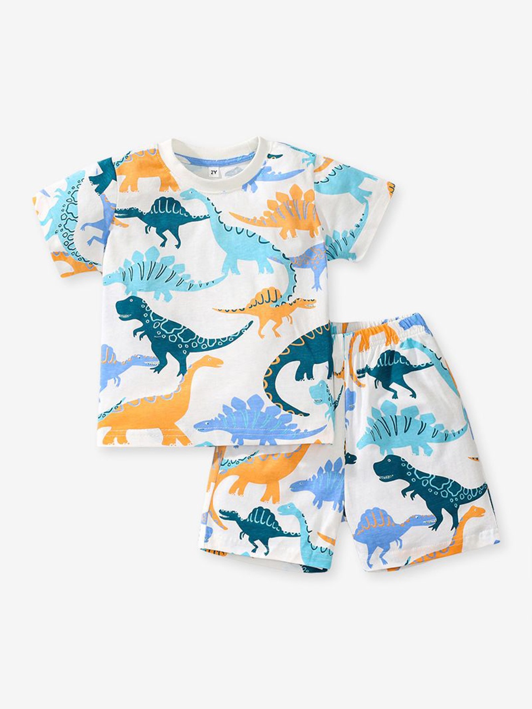 

YK Boys Printed T-shirt with Shorts, White