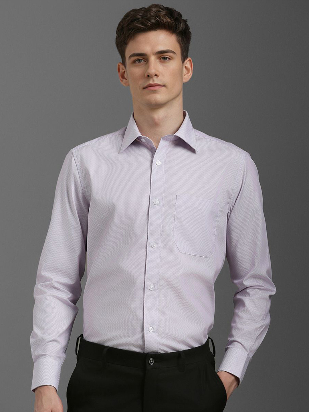 

Louis Philippe Men Opaque Printed Formal Shirt, Purple