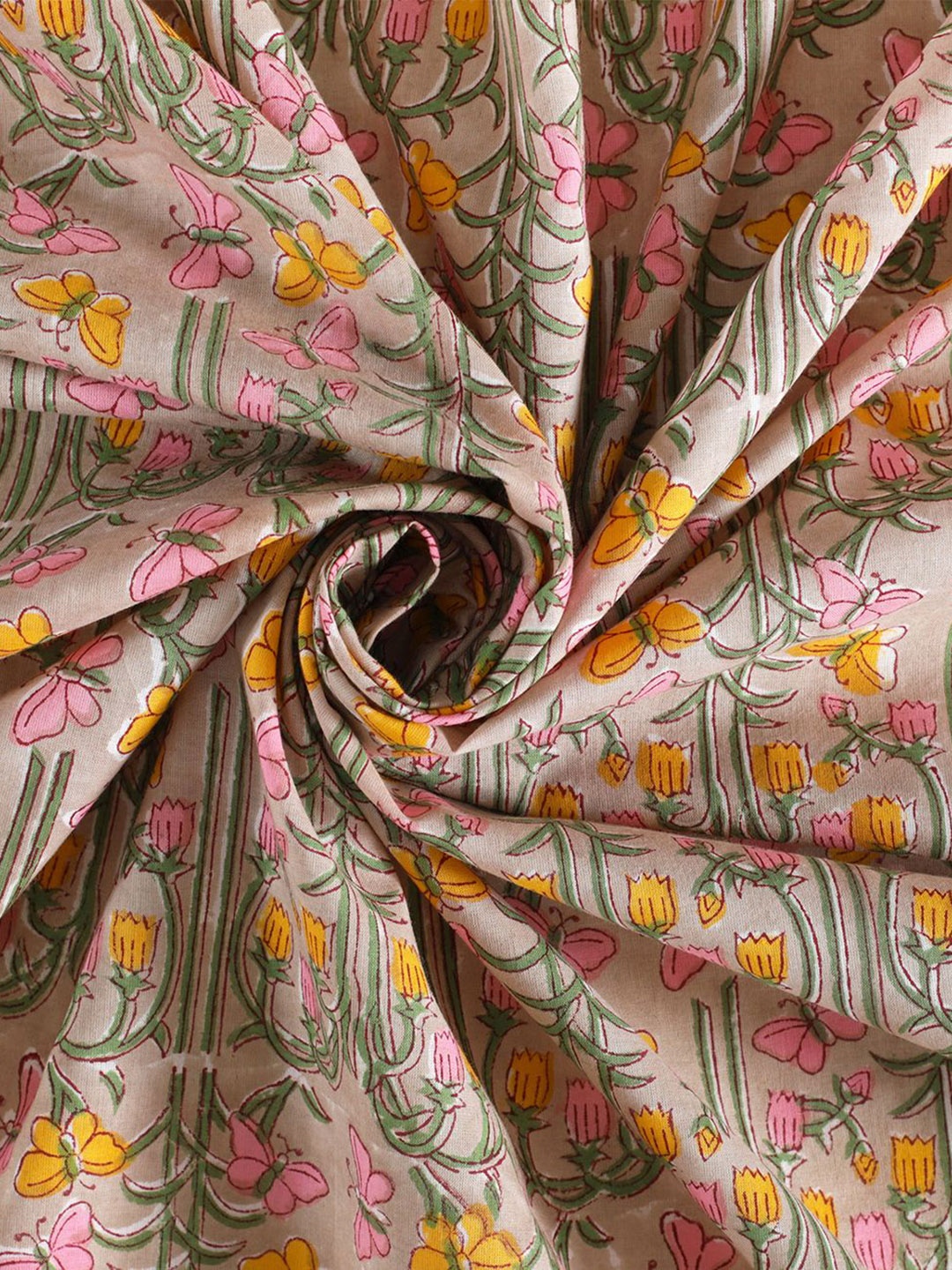 

HANDICRAFT PALACE Printed Pure Cotton Unstitched Dress Material, Beige