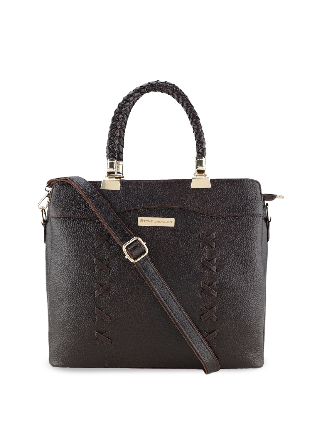 

Steve Jhonson Leather Structured Shoulder Bag, Brown