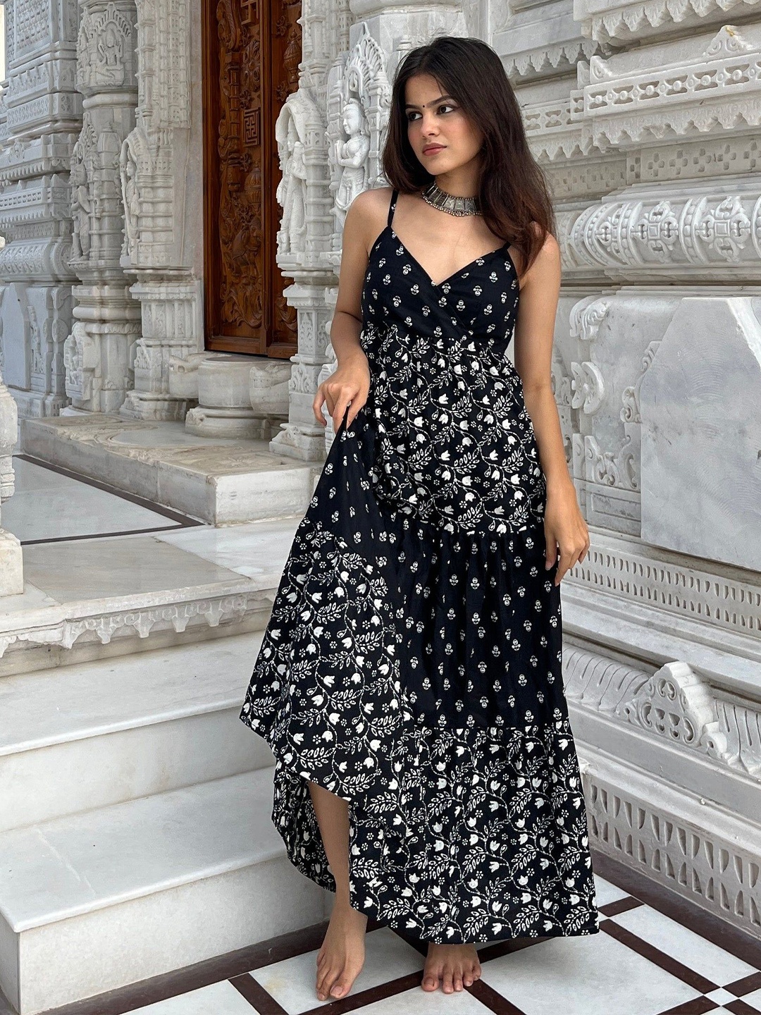 

CANIZZARO Print Maxi Dress, Black