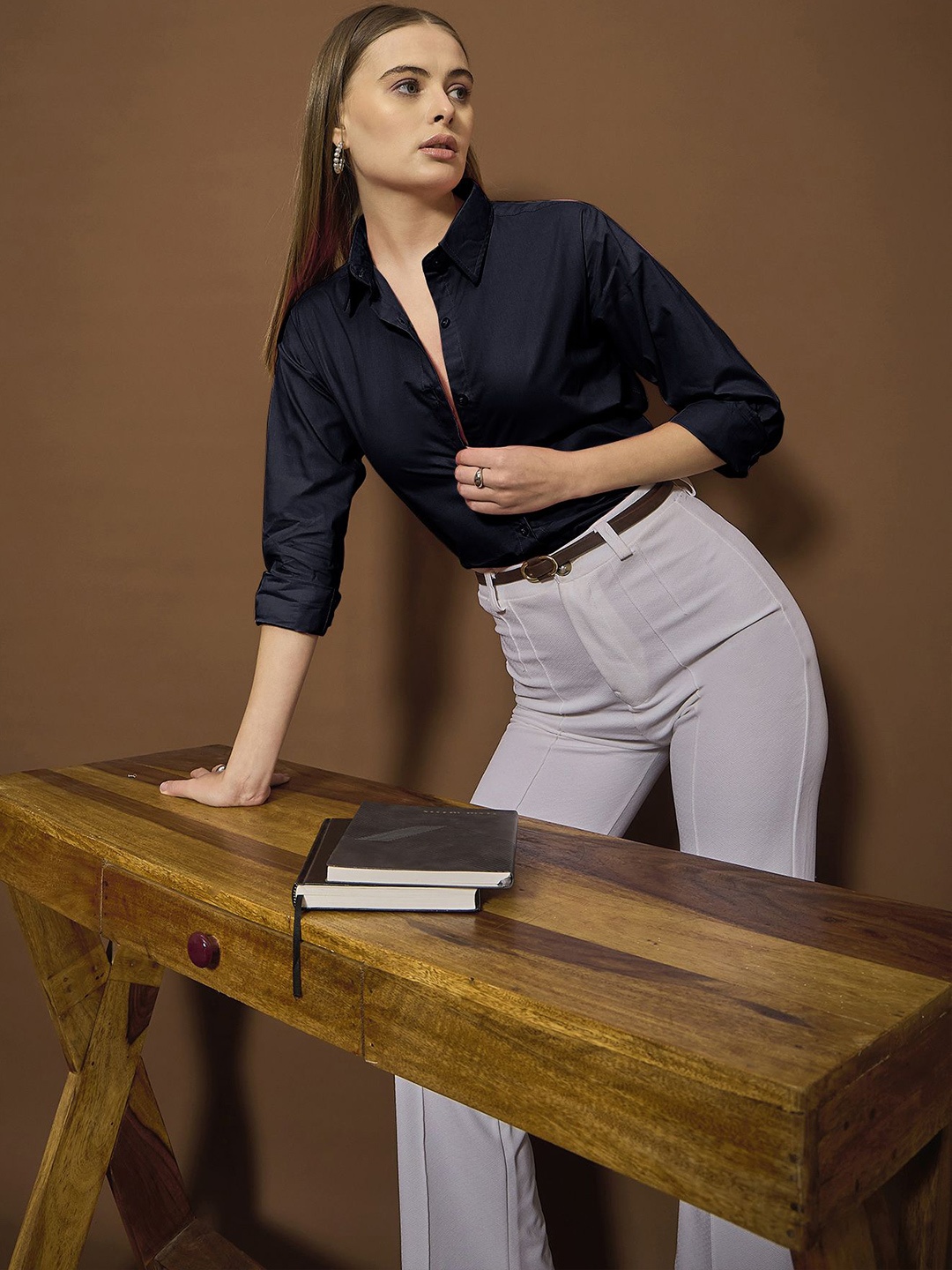 

The Roadster Lifestyle Co Cotton Spread Collar Shirt, Charcoal