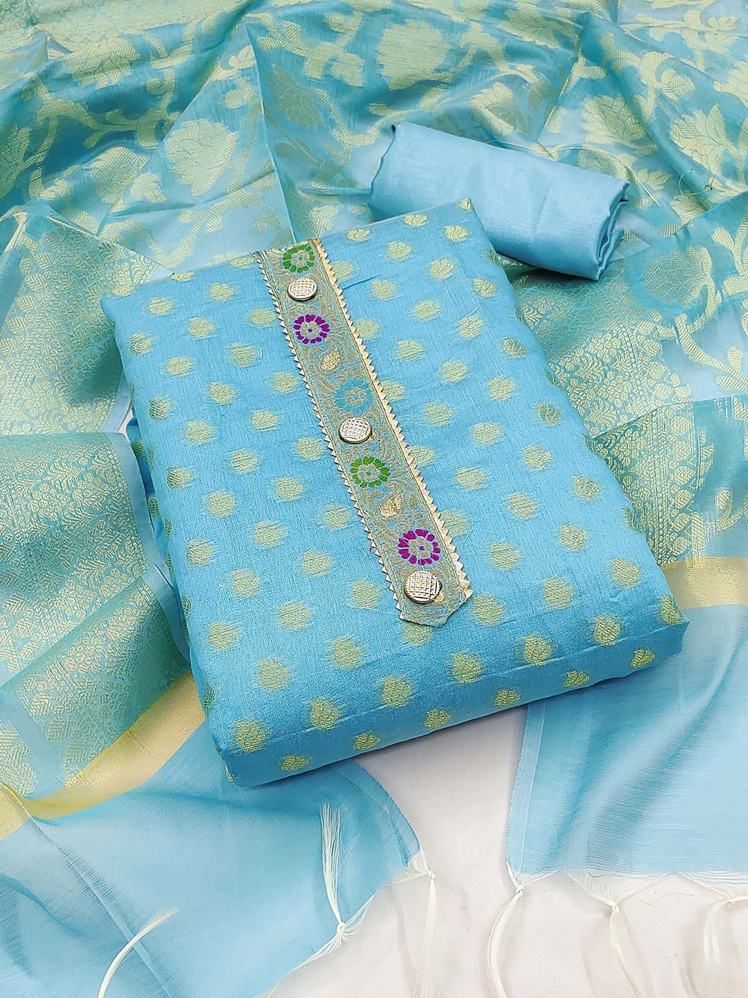 

SAINOOR Semi-Stitched Dress Material, Blue
